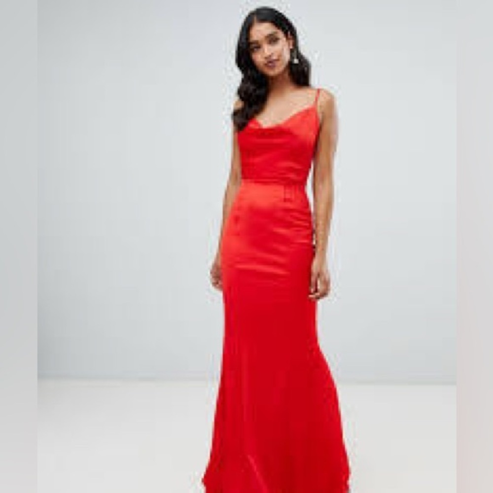 New Lipsy Cowl Neck Red Maxi Dress size 2 floor length ball gown prom wedding
